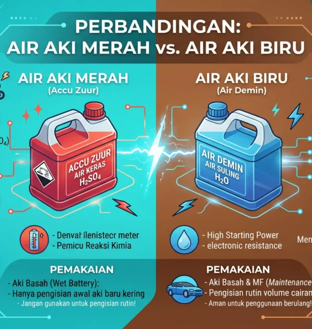 Air Aki Merah vs Biru