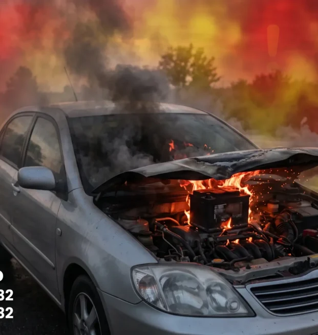 Mobil Terbakar Mesinnya